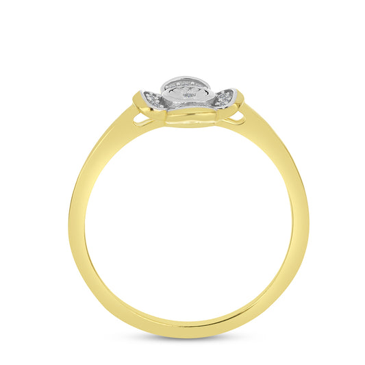 Inel din Argint 925 Placat cu Aur ( 1.92 grame ) cu Diamant Alb și Zircon Alb 0.12 Carate