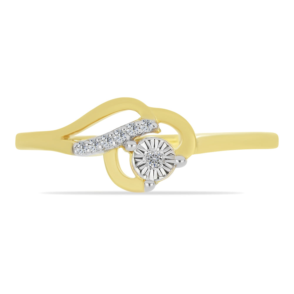 Inel din Argint 925 Placat cu Aur ( 1.53 grame ) cu Diamant Alb și Zircon Alb 0.06 Carate