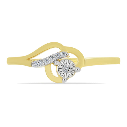 Inel din Argint 925 Placat cu Aur ( 1.53 grame ) cu Diamant Alb și Zircon Alb 0.06 Carate