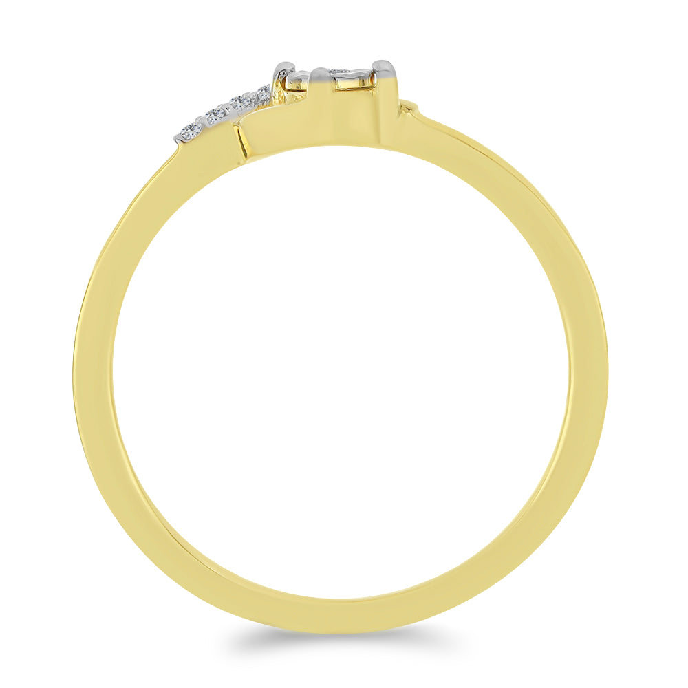 Inel din Argint 925 Placat cu Aur ( 1.53 grame ) cu Diamant Alb și Zircon Alb 0.06 Carate