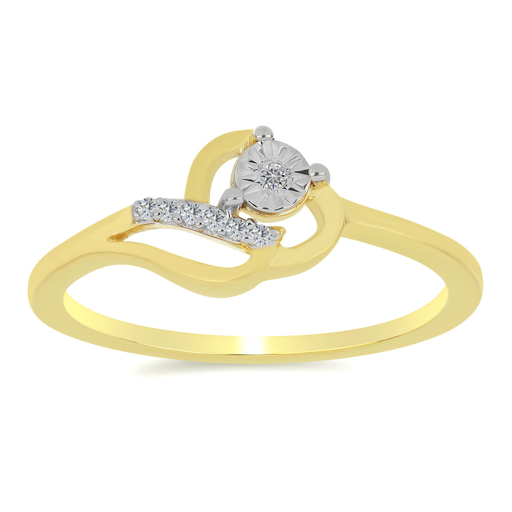 Inel din Argint 925 Placat cu Aur ( 1.53 grame ) cu Diamant Alb și Zircon Alb 0.06 Carate 3 