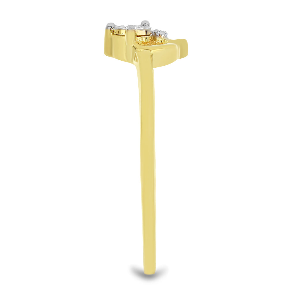 Inel din Argint 925 Placat cu Aur ( 1.53 grame ) cu Diamant Alb și Zircon Alb 0.06 Carate 4 
