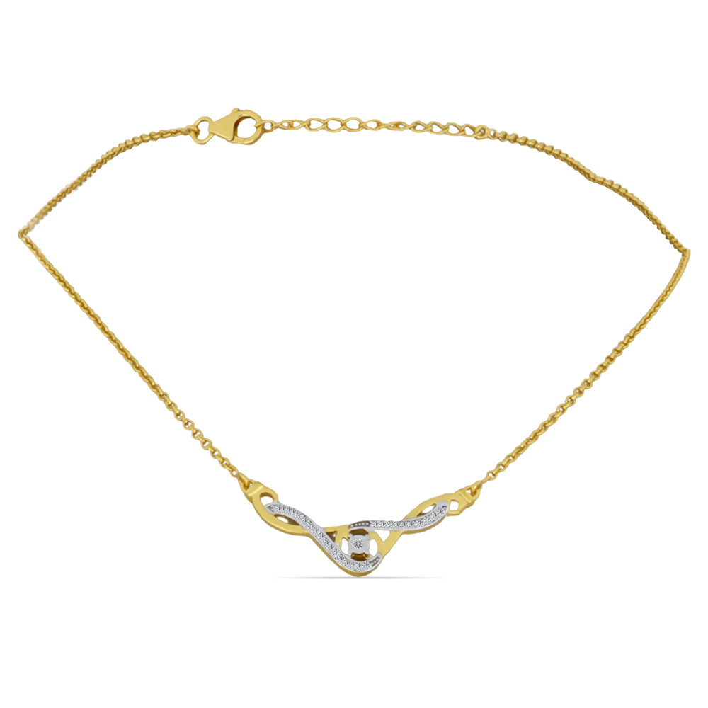 Colier din Argint 925 Placat cu Aur ( 5.97 grame ) cu Diamant Alb și Zircon Alb 0.29 Carate 1 