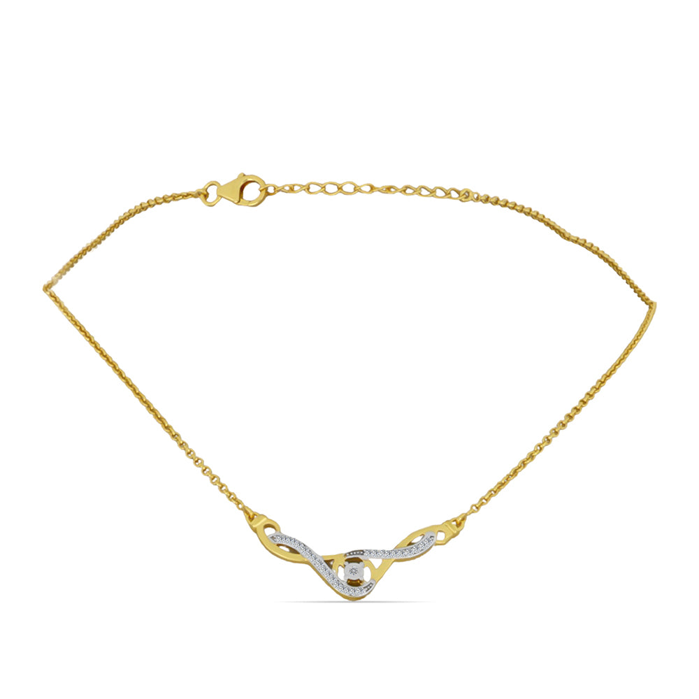 Colier din Argint 925 Placat cu Aur ( 5.97 grame ) cu Diamant Alb și Zircon Alb 0.29 Carate 2 