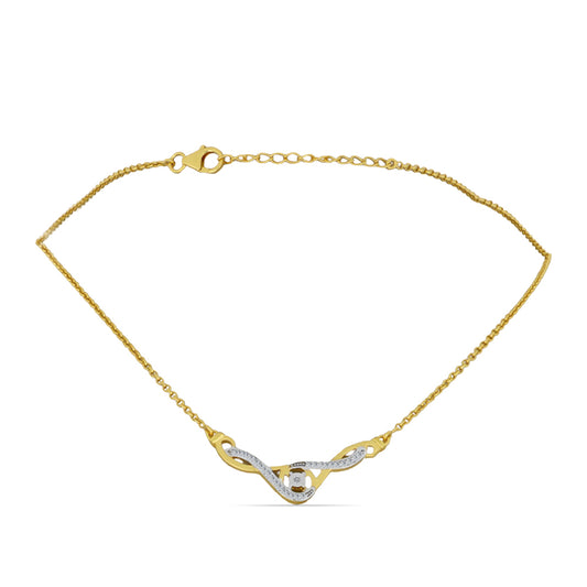 Colier din Argint 925 Placat cu Aur ( 5.97 grame ) cu Diamant Alb și Zircon Alb 0.29 Carate