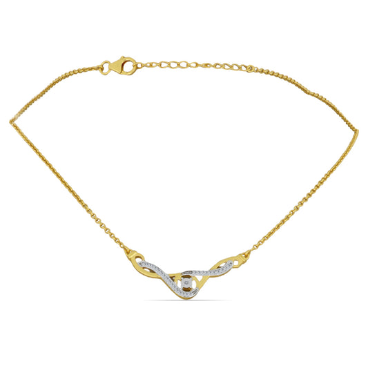 Colier din Argint 925 Placat cu Aur ( 5.97 grame ) cu Diamant Alb și Zircon Alb 0.29 Carate