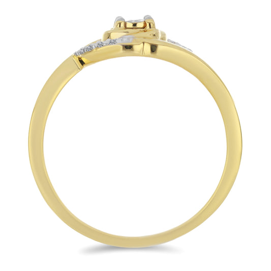 Inel din Argint 925 Placat cu Aur ( 1.9 grame ) cu Diamant Alb și Zircon Alb 0.12 Carate