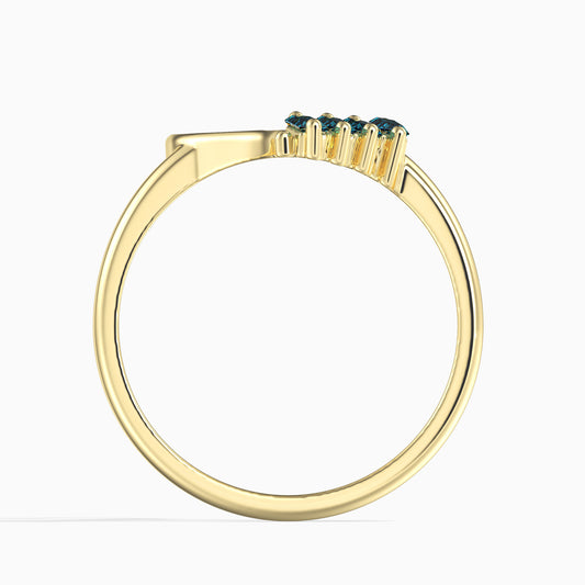Inel din Aur de 14K ( 2.37 grame ) cu Diamant Albastru (4 bucăți) 0.17 Carate