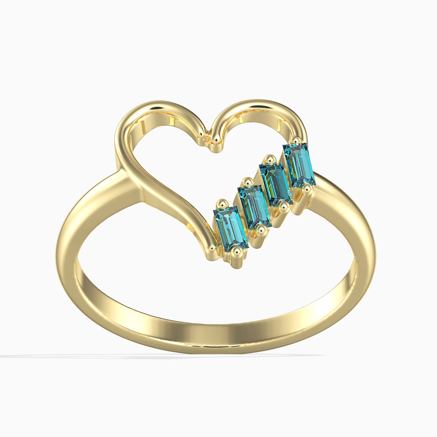 Inel din Aur de 14K ( 2.37 grame ) cu Diamant Albastru (4 bucăți) 0.17 Carate