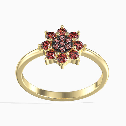 Inel din Aur de 14K ( 2.28 grame ) cu Diamant Roșu (15 bucăți) 0.39 Carate