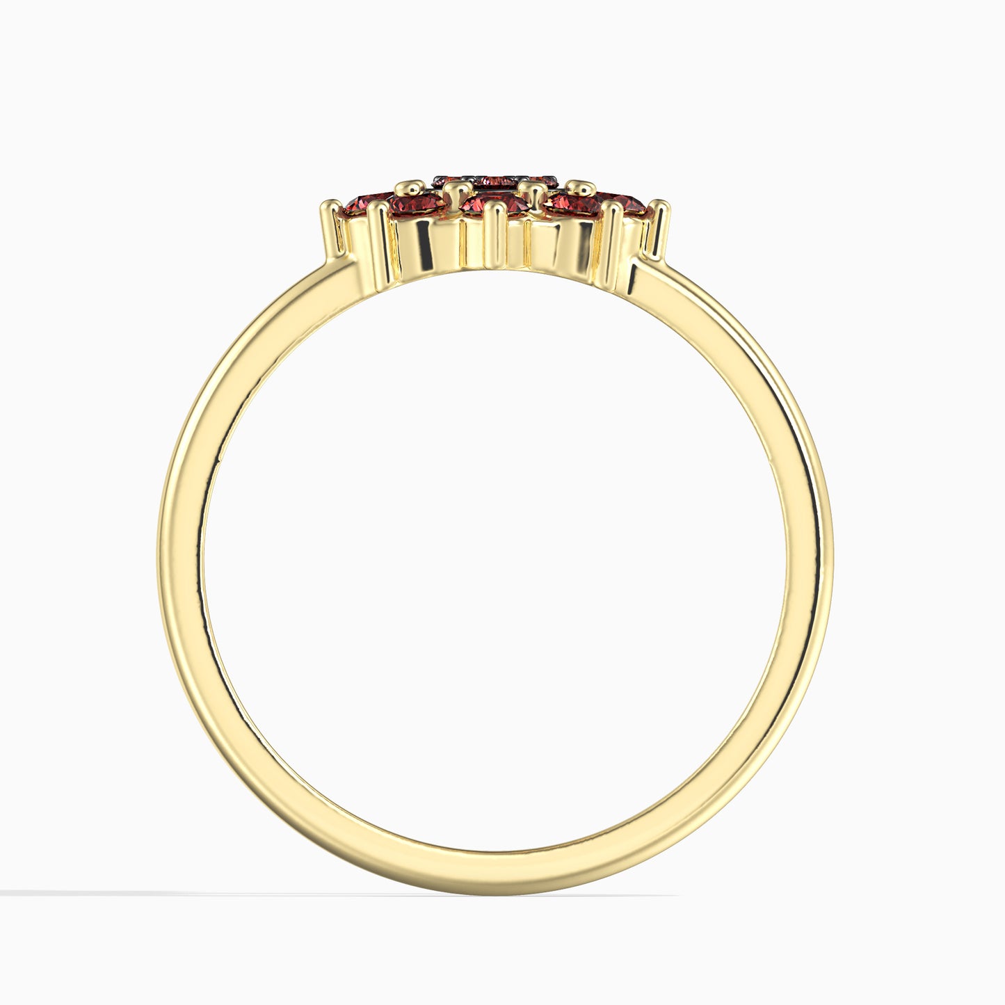 Inel din Aur de 14K ( 2.28 grame ) cu Diamant Roșu (15 bucăți) 0.39 Carate
