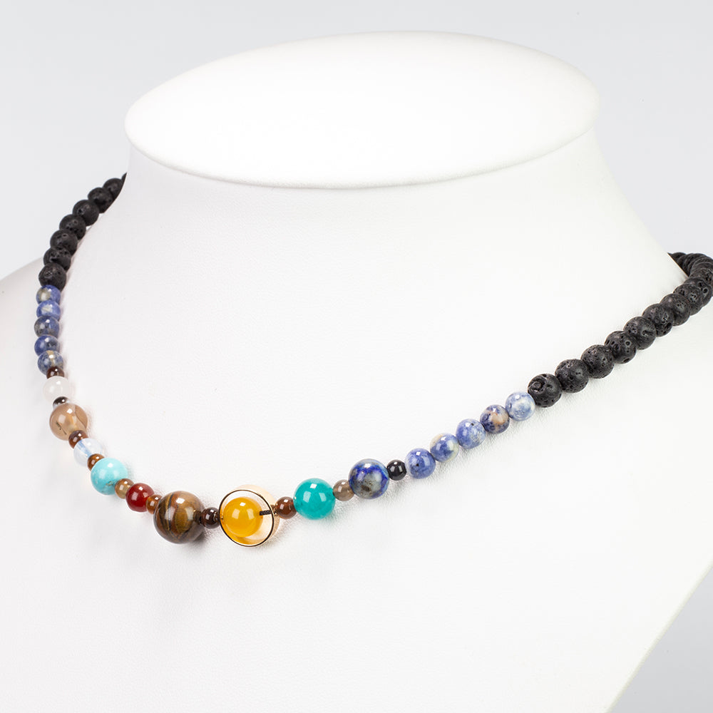 Colier din Pepită ( 25.87 grame ) cu Lapis Lazuli și Ochi de Tigru