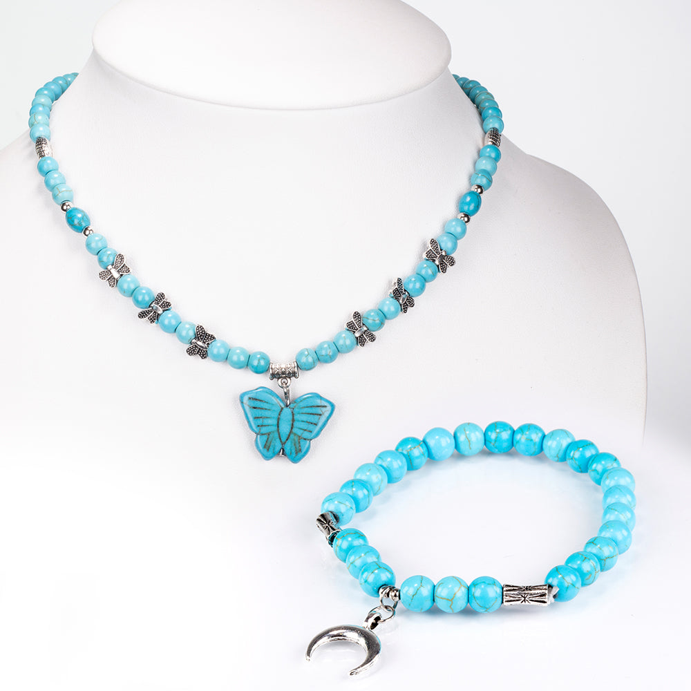 Set din Aliaj Placat cu Aur ( 40.85 grame ) cu Turcoaz 223.15 Carate ( Colier+Brățară ) 1 