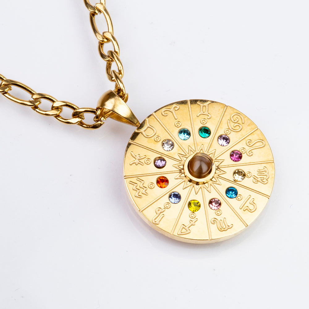 Colier din Aliaj Placat cu Aur ( 12 grame ) cu Ochi de Tigru 1.5 Carate ( Colier+Pandantiv )