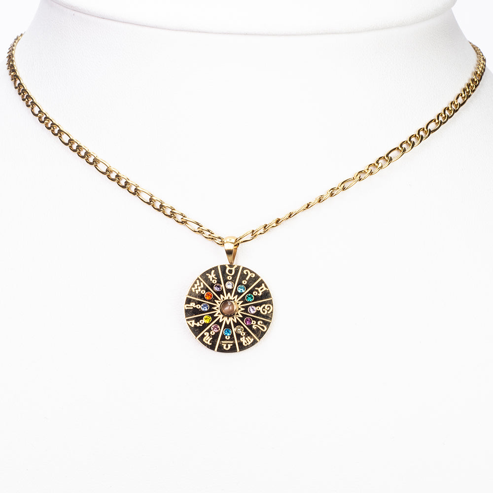 Colier din Aliaj Placat cu Aur ( 12 grame ) cu Ochi de Tigru 1.5 Carate ( Colier+Pandantiv )