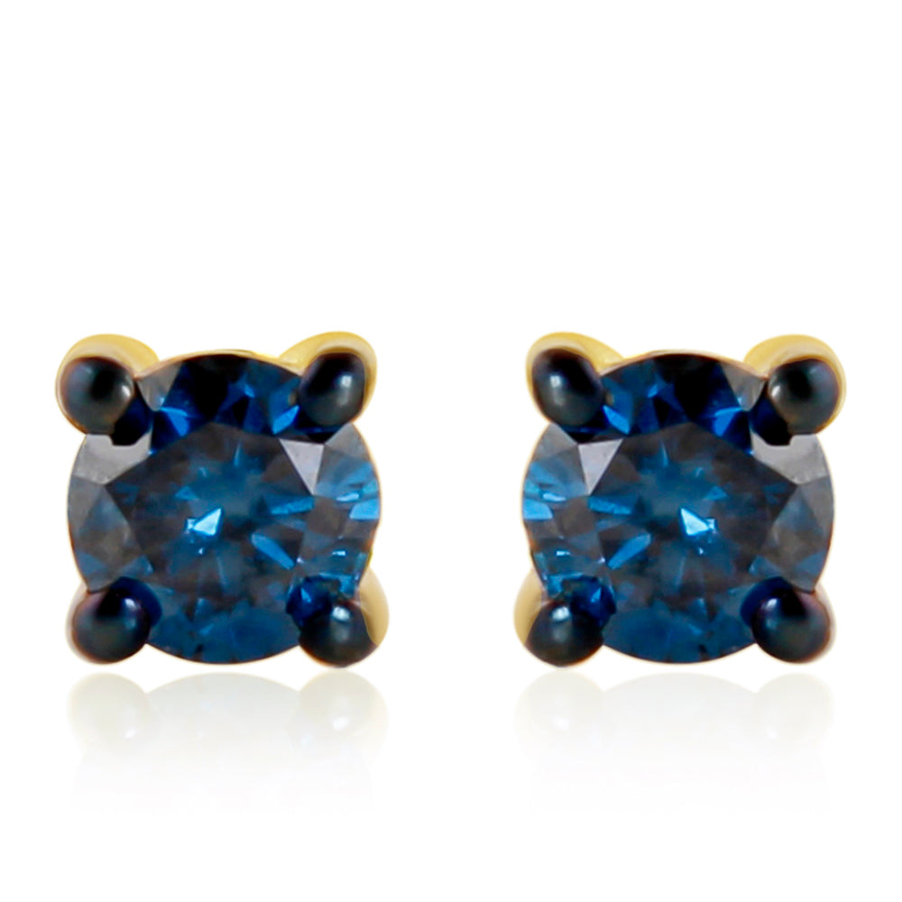 Cercei din Argint 925 Placat cu Aur ( 0.61 grame ) cu Diamant Albastru 0.26 Carate