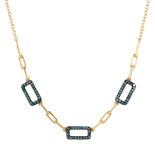 Colier din Argint 925 Placat cu Aur ( 3.82 grame ) cu Diamant Albastru 0.4 Carate