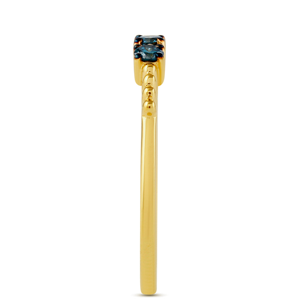 Inel din Argint 925 Placat cu Aur ( 1.28 grame ) cu Diamant Albastru 0.2 Carate 3 