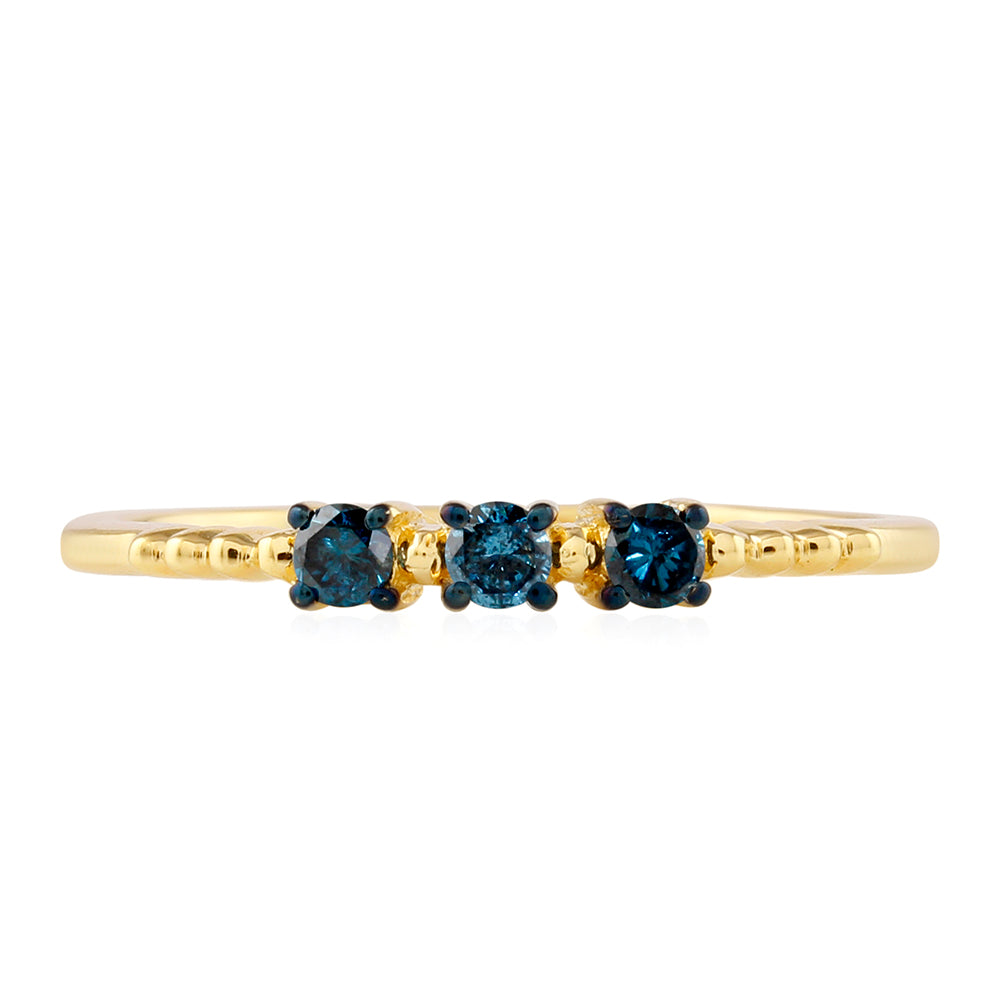 Inel din Argint 925 Placat cu Aur ( 1.28 grame ) cu Diamant Albastru 0.2 Carate