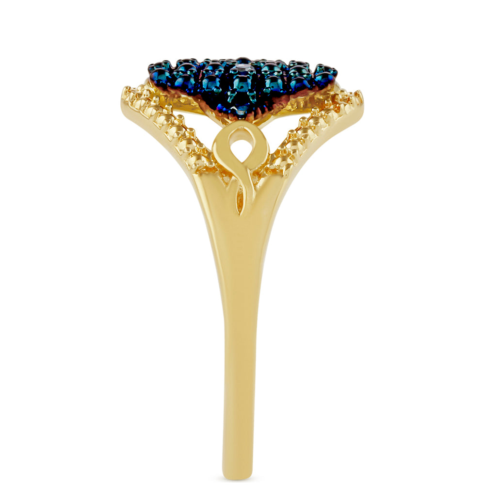 Inel din Argint 925 Placat cu Aur ( 2.96 grame ) cu Diamant Albastru 0.06 Carate