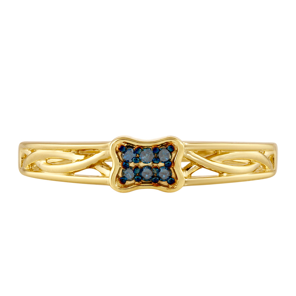 Inel din Argint 925 Placat cu Aur ( 1.99 grame ) cu Diamant Albastru 0.07 Carate