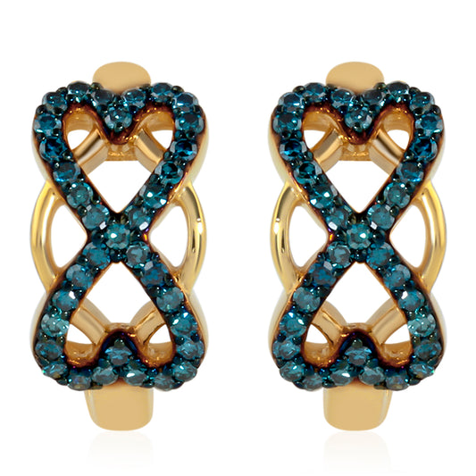 Cercei din Argint 925 Placat cu Aur ( 3.11 grame ) cu Diamant Albastru 0.36 Carate