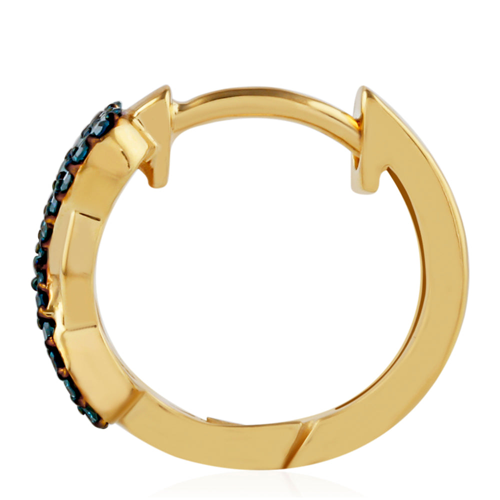 Cercei din Argint 925 Placat cu Aur ( 3.11 grame ) cu Diamant Albastru 0.36 Carate 2 
