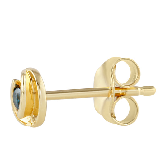 Cercei din Argint 925 Placat cu Aur ( 0.78 grame ) cu Diamant Albastru 0.07 Carate