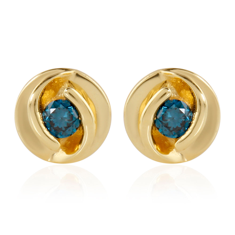 Cercei din Argint 925 Placat cu Aur ( 0.78 grame ) cu Diamant Albastru 0.07 Carate