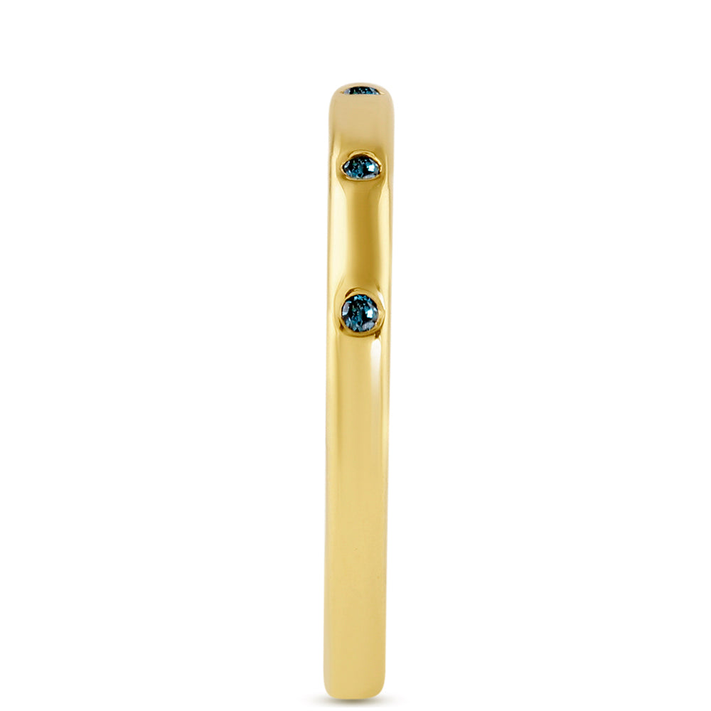 Inel din Argint 925 Placat cu Aur ( 1.48 grame ) cu Diamant Albastru 0.05 Carate