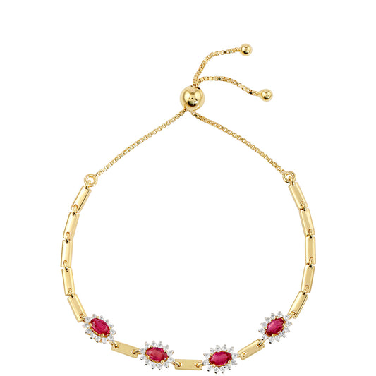 Brățară din Argint 925 Placat cu Aur ( 4.84 grame ) cu Rubin Thailandez și Topaz Alb 1.38 Carate