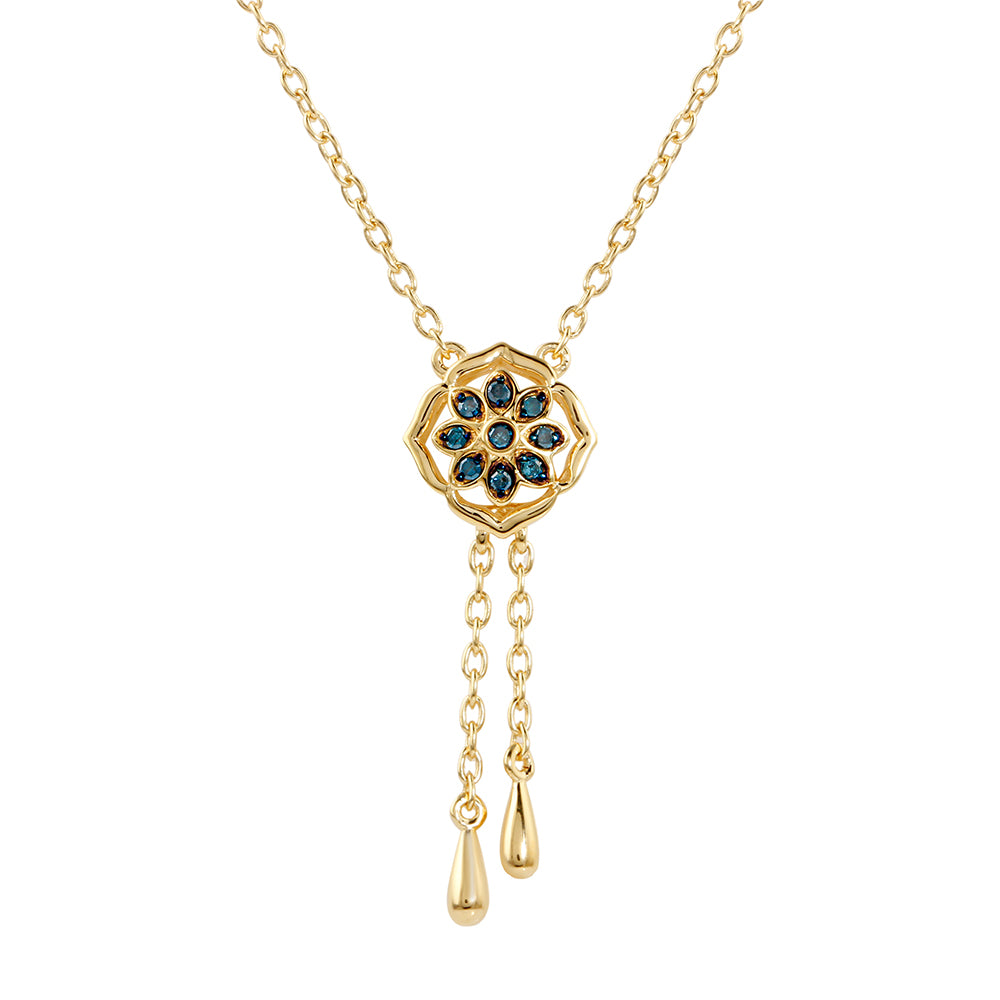 Colier din Argint 925 Placat cu Aur ( 3.61 grame ) cu Diamant Albastru 0.08 Carate 1 