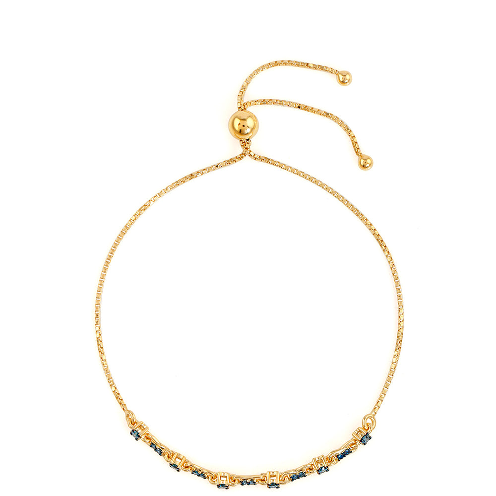 Brățară din Argint 925 Placat cu Aur ( 2.98 grame ) cu Diamant Albastru 0.31 Carate 2 