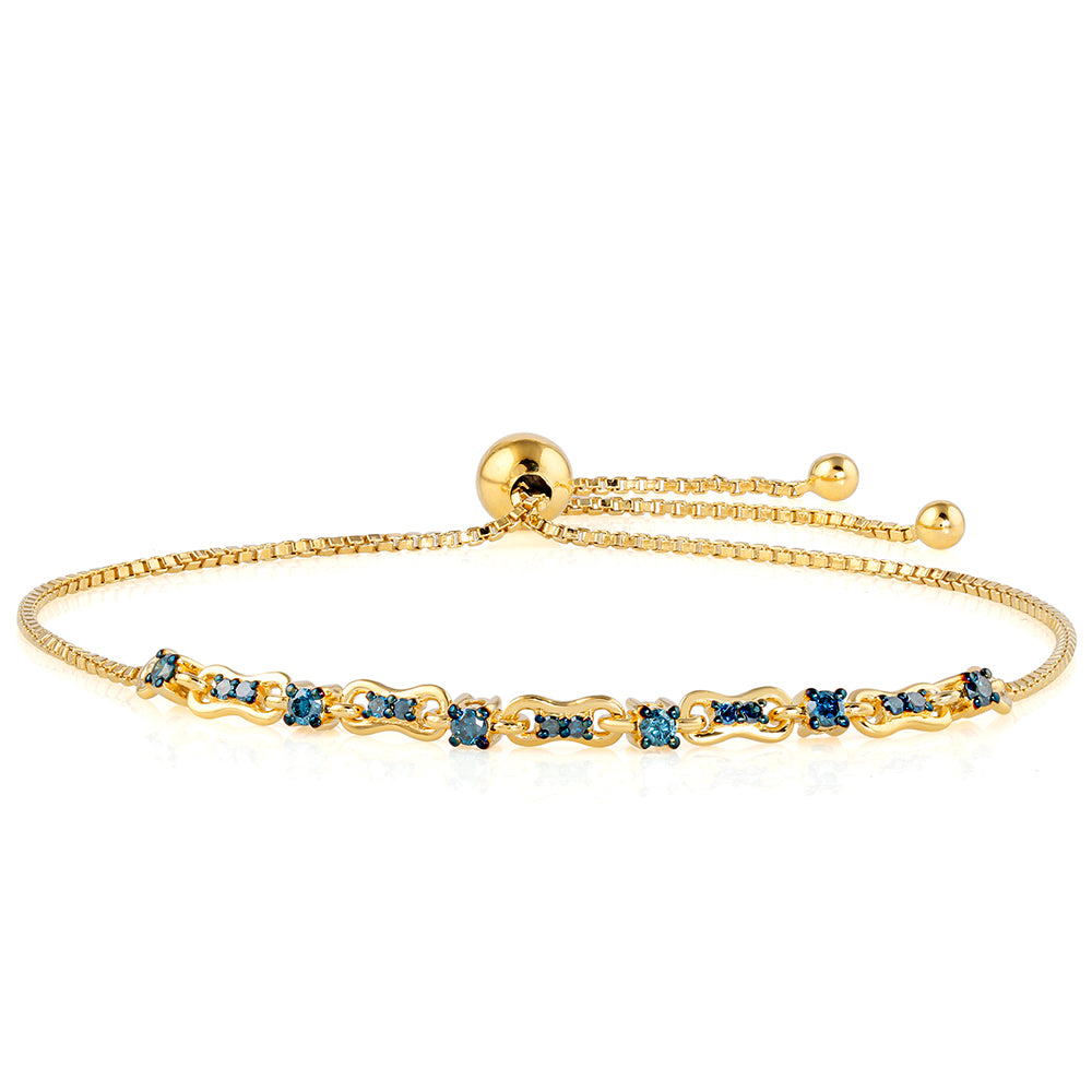 Brățară din Argint 925 Placat cu Aur ( 2.98 grame ) cu Diamant Albastru 0.31 Carate