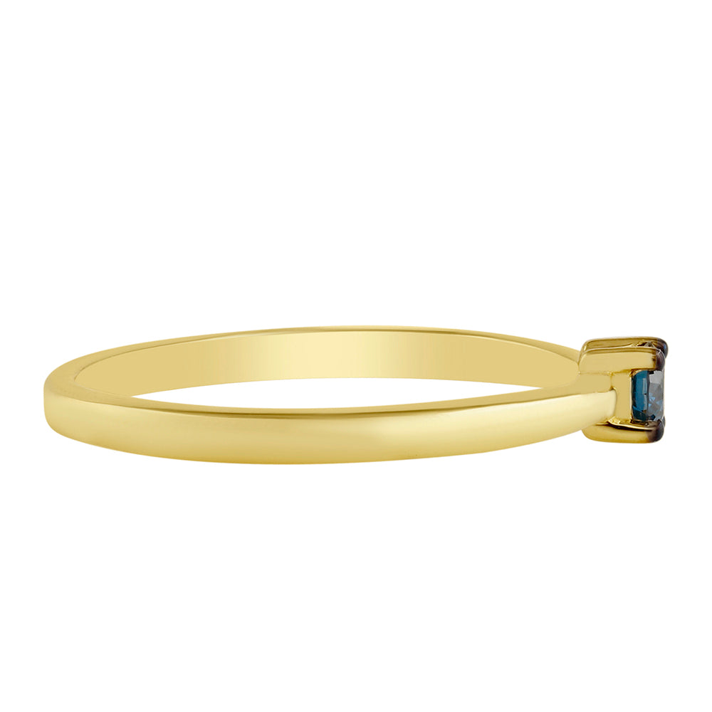 Inel din Argint 925 Placat cu Aur ( 1.4 grame ) cu Diamant Albastru 0.13 Carate