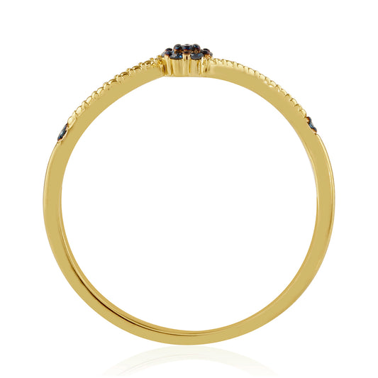 Inel din Argint 925 Placat cu Aur ( 1.15 grame ) cu Diamant Albastru 0.09 Carate