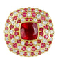 Inel din Argint 925 Placat cu Aur ( 6.24 grame ) cu Rubin Thailandez și Topaz Alb 6.36 Carate