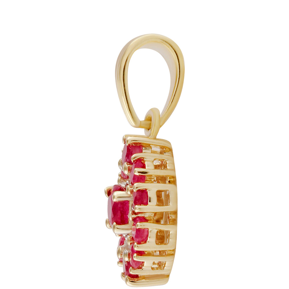 Pandantiv din Argint 925 Placat cu Aur ( 1.03 grame ) cu Rubin Thailandez și Topaz Alb 0.99 Carate 2 