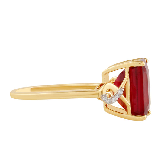 Inel din Argint 925 Placat cu Aur ( 1.6 grame ) cu Rubin Thailandez și Topaz Alb 7.32 Carate