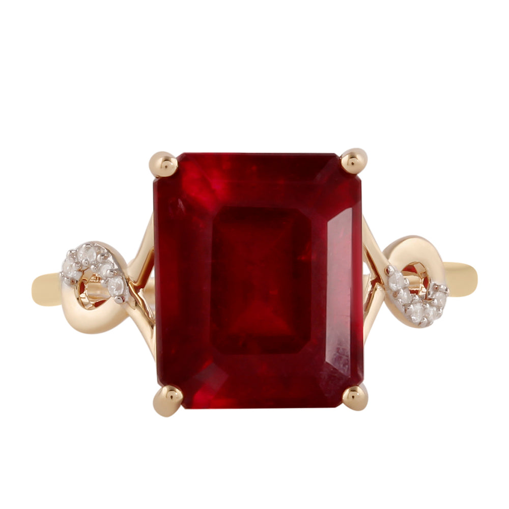 Inel din Aur de 9K ( 1.65 grame ) cu Rubin Malagasy și Zircon Alb 7.29 Carate 1 