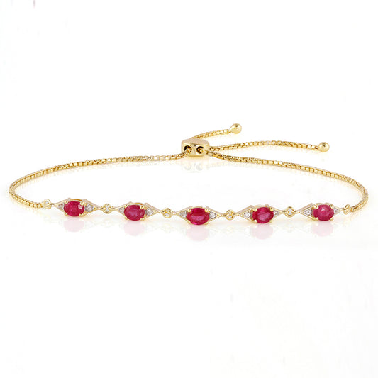 Brățară din Argint 925 Placat cu Aur ( 2.7 grame ) cu Rubin Thailandez și Topaz Alb 1.18 Carate