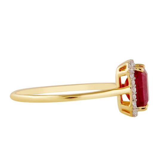 Inel din Argint 925 Placat cu Aur ( 1.28 grame ) cu Rubin Thailandez și Topaz Alb 1.69 Carate