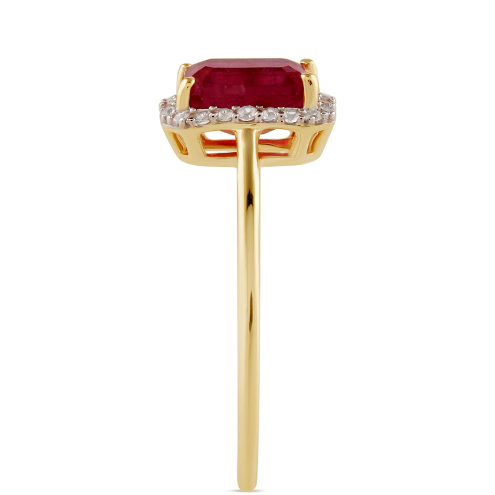 Inel din Argint 925 Placat cu Aur ( 1.28 grame ) cu Rubin Thailandez și Topaz Alb 1.69 Carate