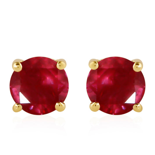 Cercei din Argint 925 Placat cu Aur ( 0.67 grame ) cu Rubin Thailandez 1.45 Carate