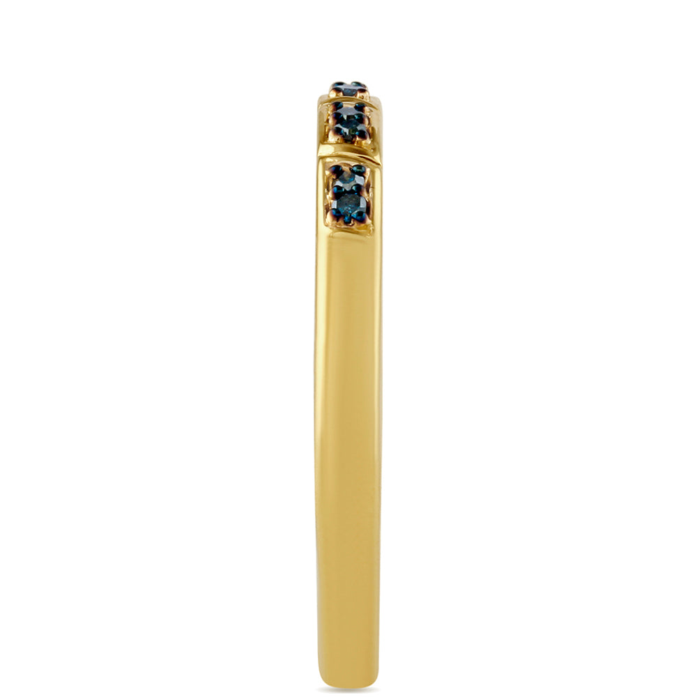 Inel din Argint 925 Placat cu Aur ( 1.72 grame ) cu Diamant Albastru 0.09 Carate 3 