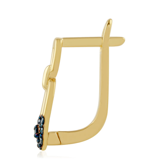 Cercei din Argint 925 Placat cu Aur ( 2.52 grame ) cu Diamant Albastru 0.15 Carate