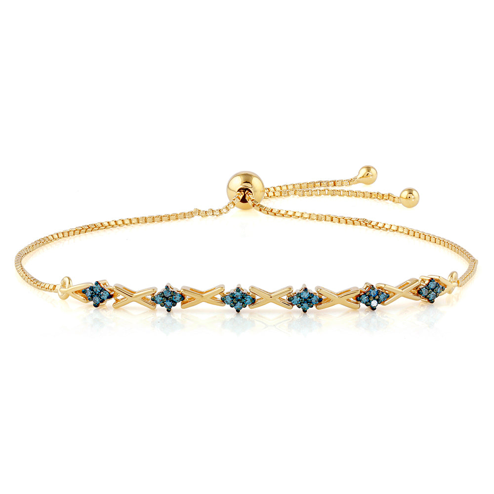 Brățară din Argint 925 Placat cu Aur ( 3.47 grame ) cu Diamant Albastru 0.21 Carate
