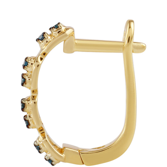 Cercei din Argint 925 Placat cu Aur ( 2.65 grame ) cu Diamant Albastru 0.16 Carate