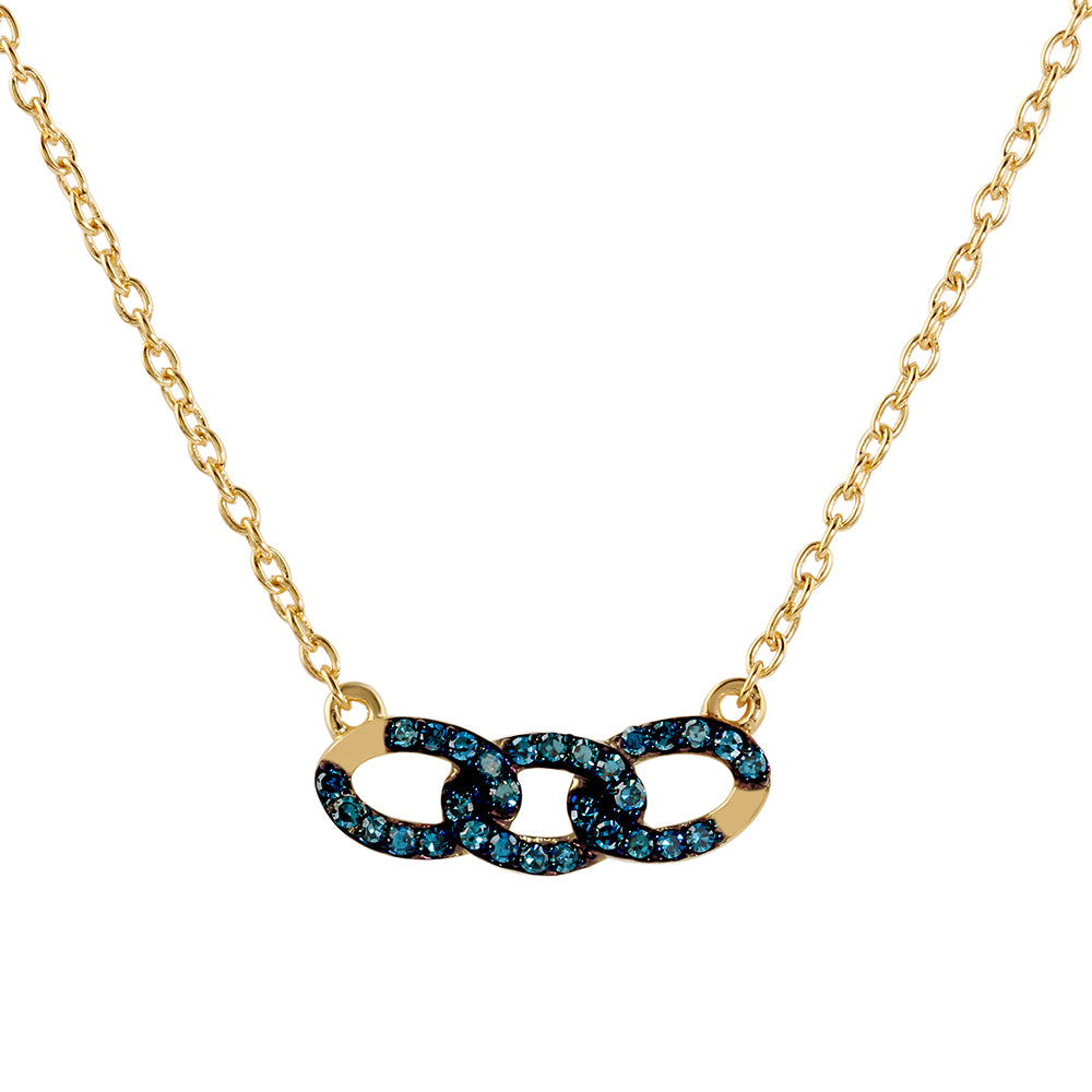 Colier din Argint 925 Placat cu Aur ( 3.21 grame ) cu Diamant Albastru 0.22 Carate 1 