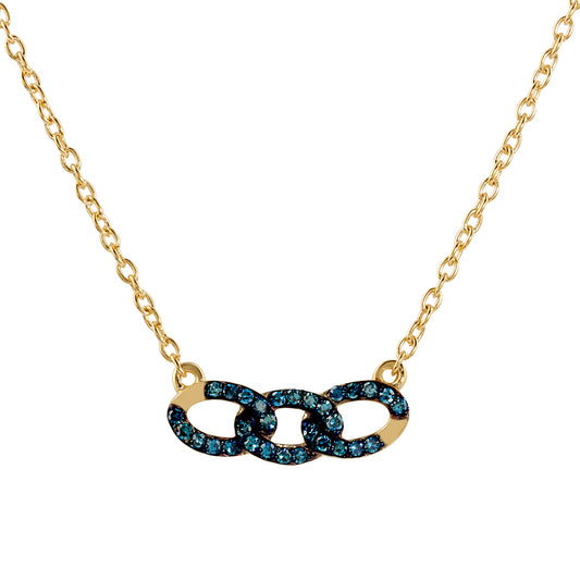 Colier din Argint 925 Placat cu Aur ( 3.21 grame ) cu Diamant Albastru 0.22 Carate